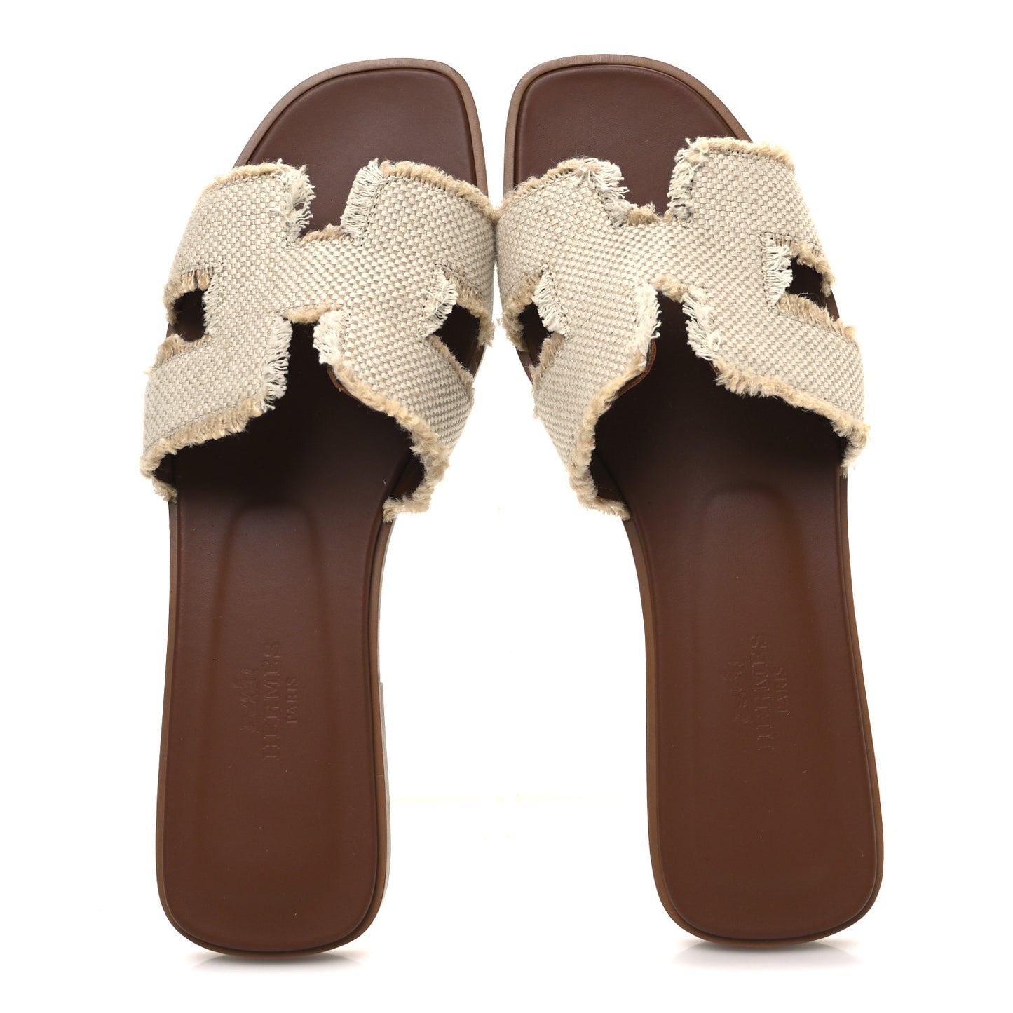 Linen Canvas Fringe Oran Sandals 37 Beige