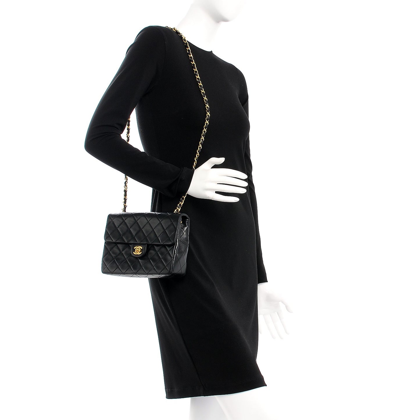 Lambskin Quilted Small Single Flap Black