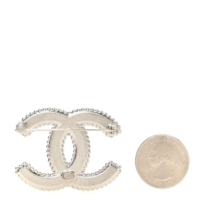 Chanel Lambskin Crystal CC Brooch Black Silver 2 of 4