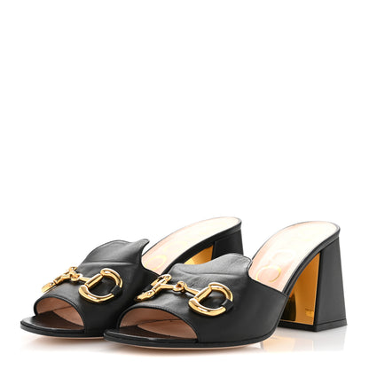Gucci Nappa Horsebit 75mm Slide Sandals 37.5 Black 4 of 10