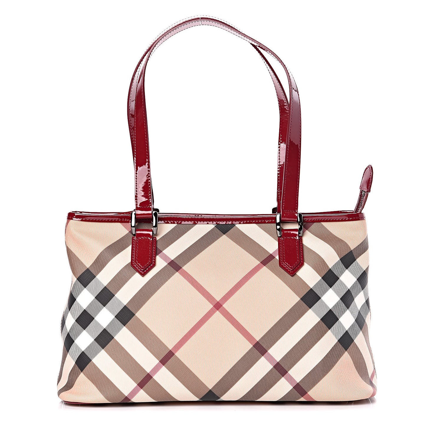 Patent Nova Check Shopper Tote Red