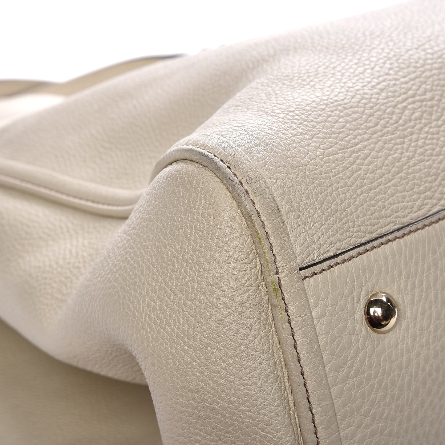 Pebbled Calfskin Large Soho Shoulder Bag Off White