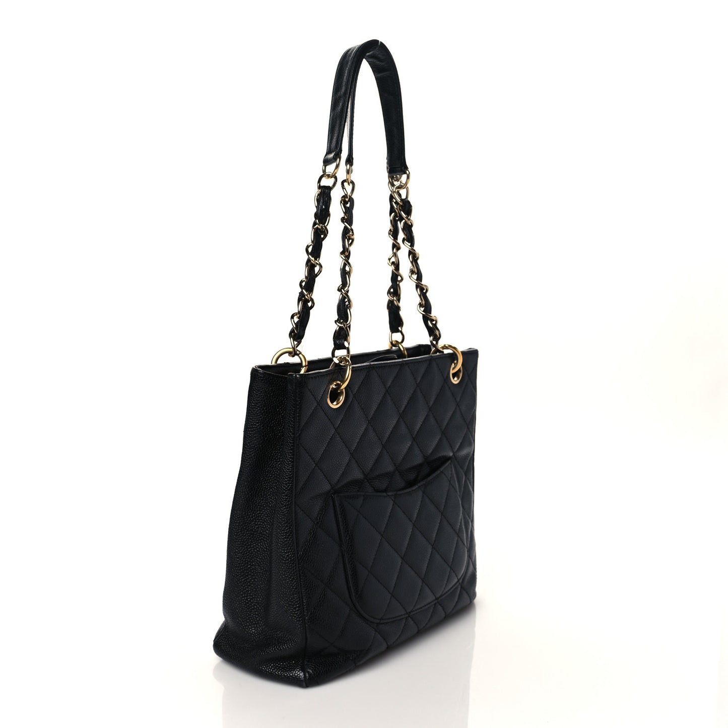 Caviar Quilted Petit Shopping Tote PST Black