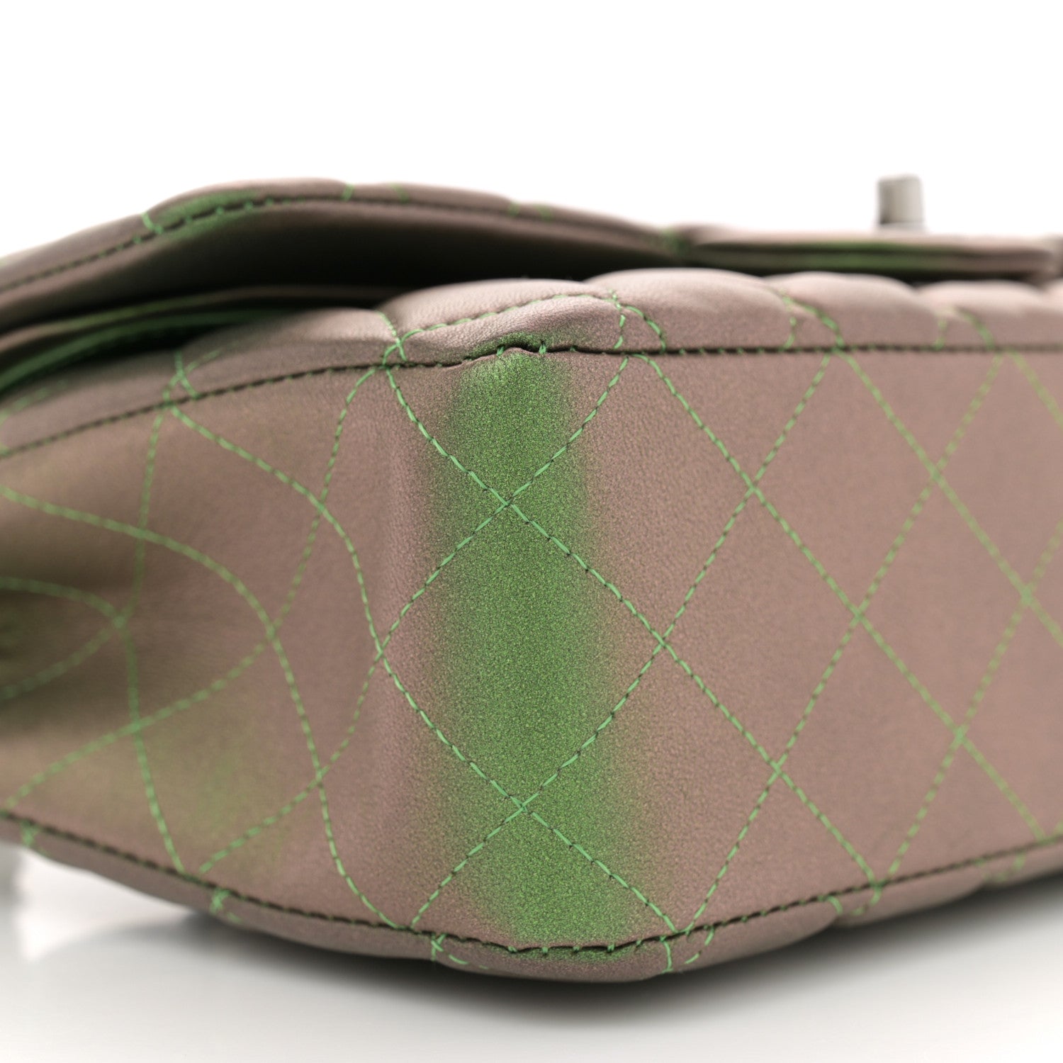 Chanel Iridescent Lambskin Quilted Medium Double Flap Green 9 of 10