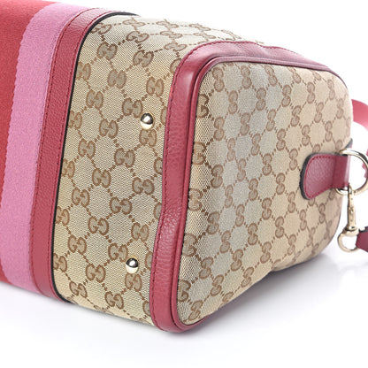 Gucci Monogram Cellarius Calfskin Vintage Web Medium Boston Beige Ebony Soft Burgundy Peonia Flower 9 of 9