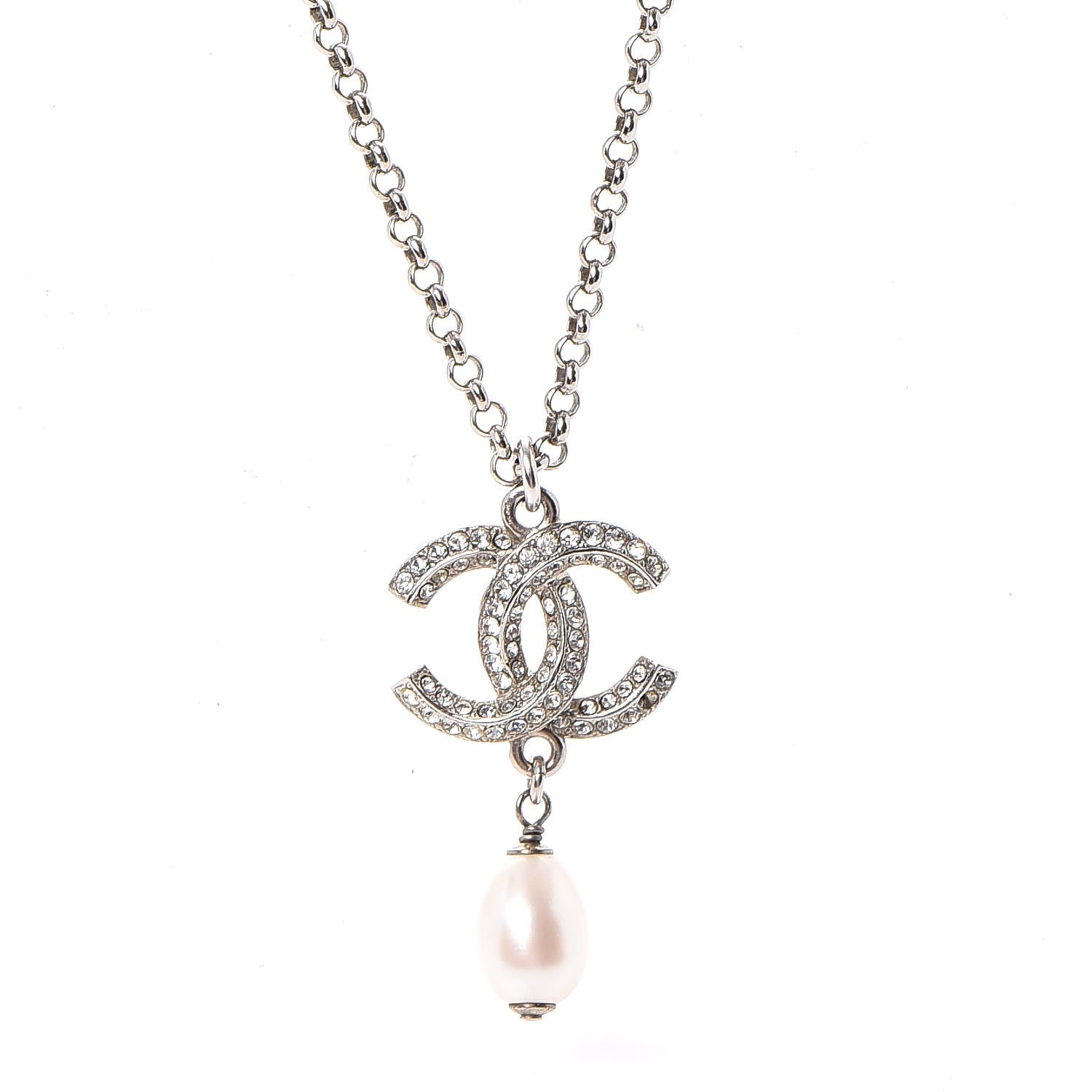 Chanel Pearl Crystal CC Drop Necklace 3 of 8