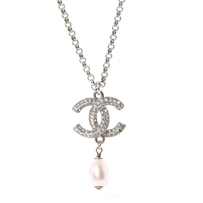 Chanel Pearl Crystal CC Drop Necklace 3 of 8
