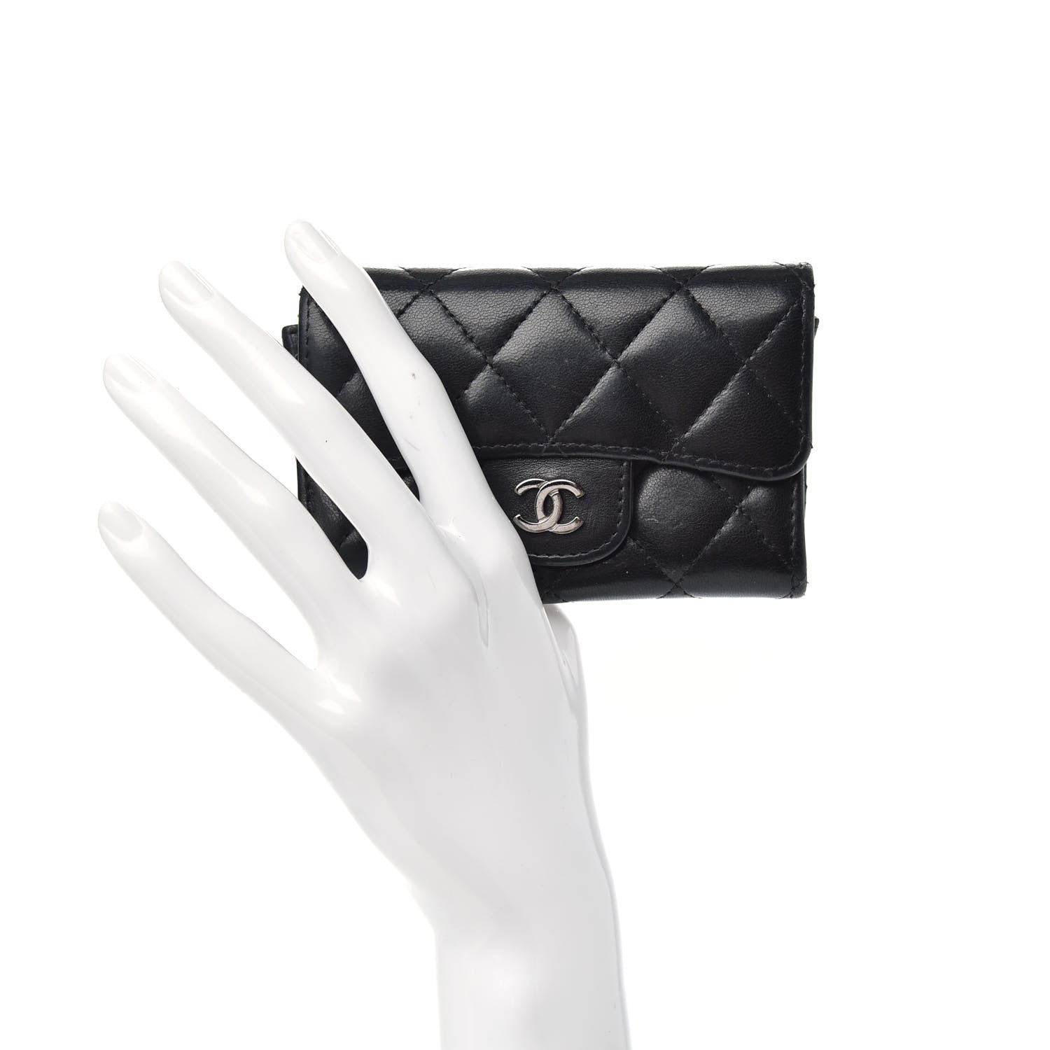 Chanel Lambskin Quilted Flap Card Holder Black 2 of 7