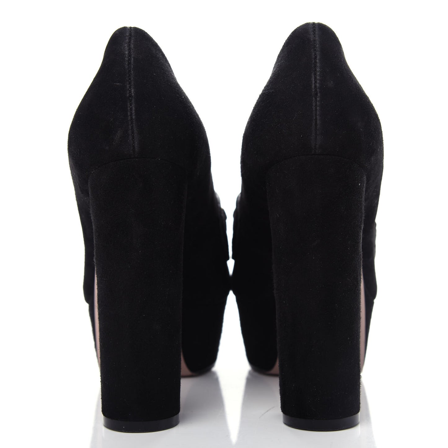 Kid Scamosciato Horsebit Fringe Loafer Pumps 37.5 Black