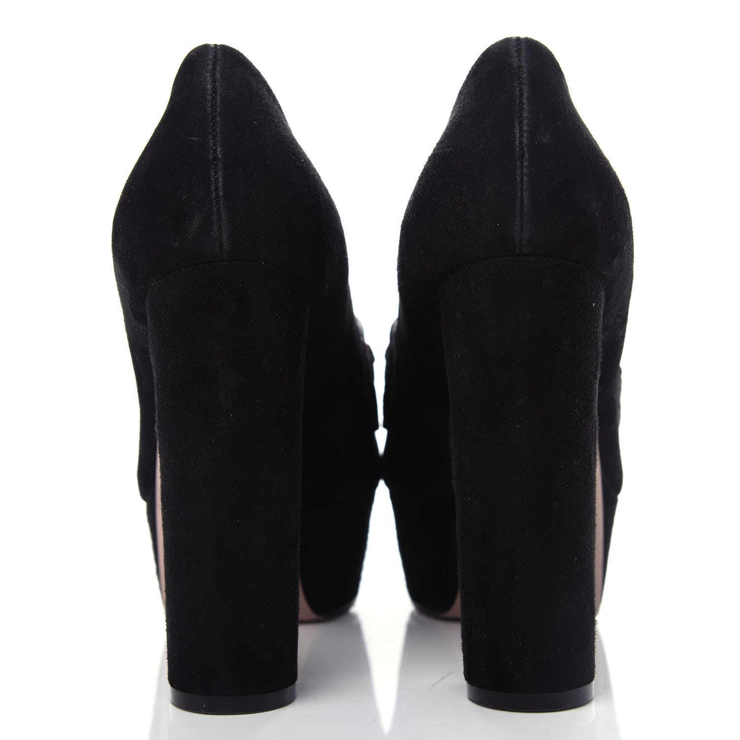 Gucci Kid Scamosciato Horsebit Fringe Loafer Pumps 37.5 Black 7 of 10
