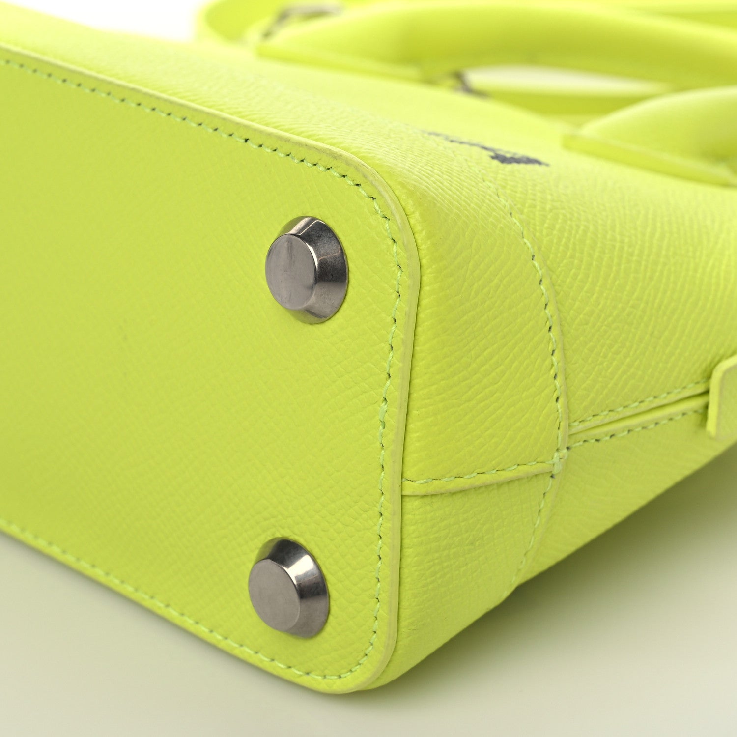 Balenciaga Signature Grained Calfskin Logo XXS Ville Top Handle Bag Acid Green Black 7 of 7