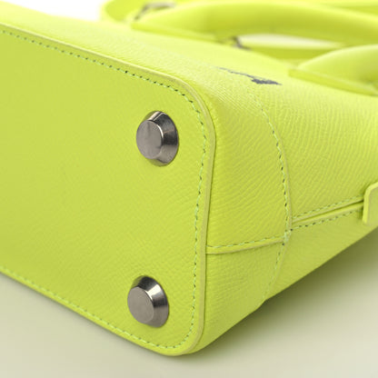 Balenciaga Signature Grained Calfskin Logo XXS Ville Top Handle Bag Acid Green Black 7 of 7