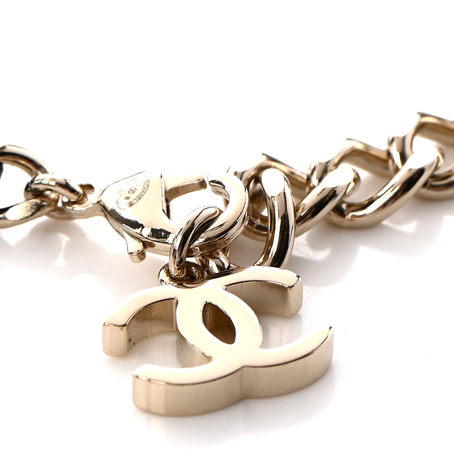 Lambskin Crystal CC Chain Bracelet Gold Black