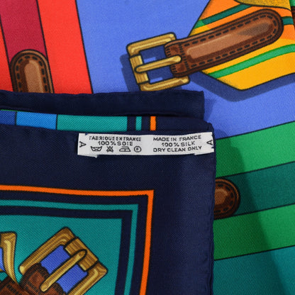 Hermes Silk Sangles Scarf 90 Bleu 4 of 6