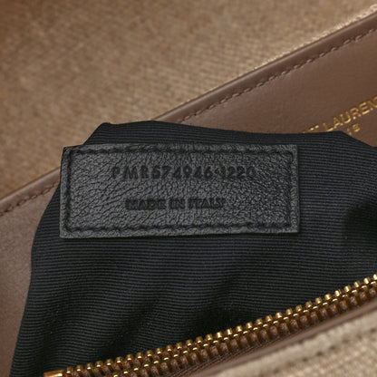 Saint Laurent Linen Y Quilted Monogram Medium Loulou Chain Satchel Natural 7 of 10