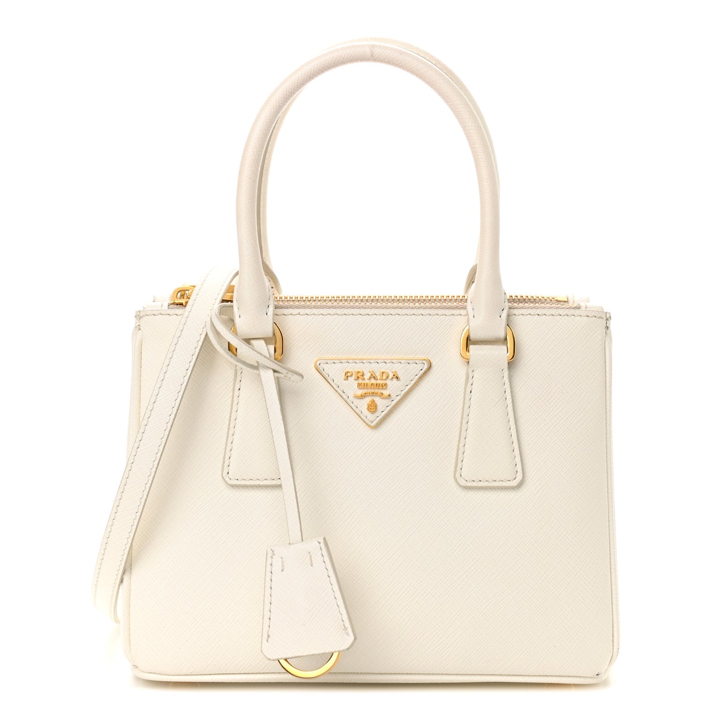 Saffiano Mini Galleria Double Zip Tote Bianco