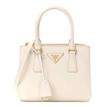 Prada Saffiano Mini Galleria Double Zip Tote Bianco 1 of 11