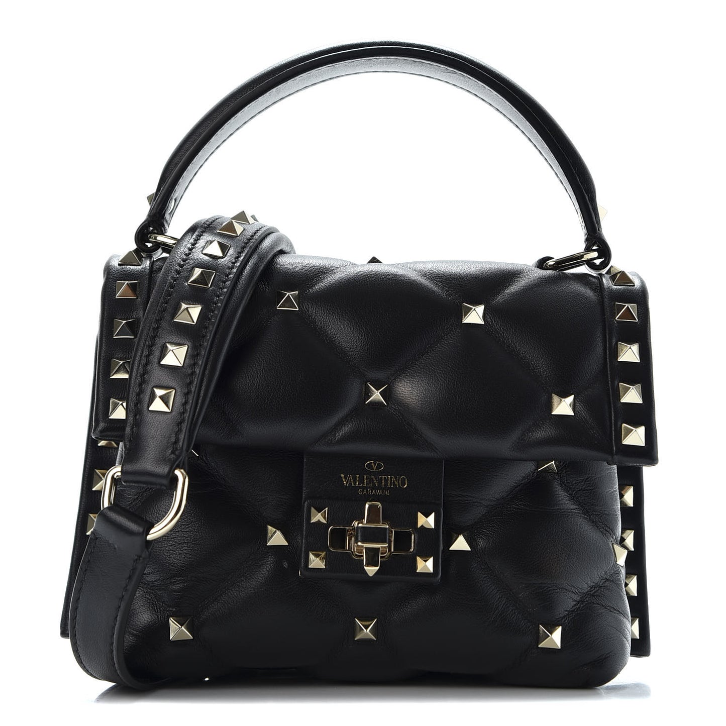 Nappa Mini Candystud Top Handle Bag Black