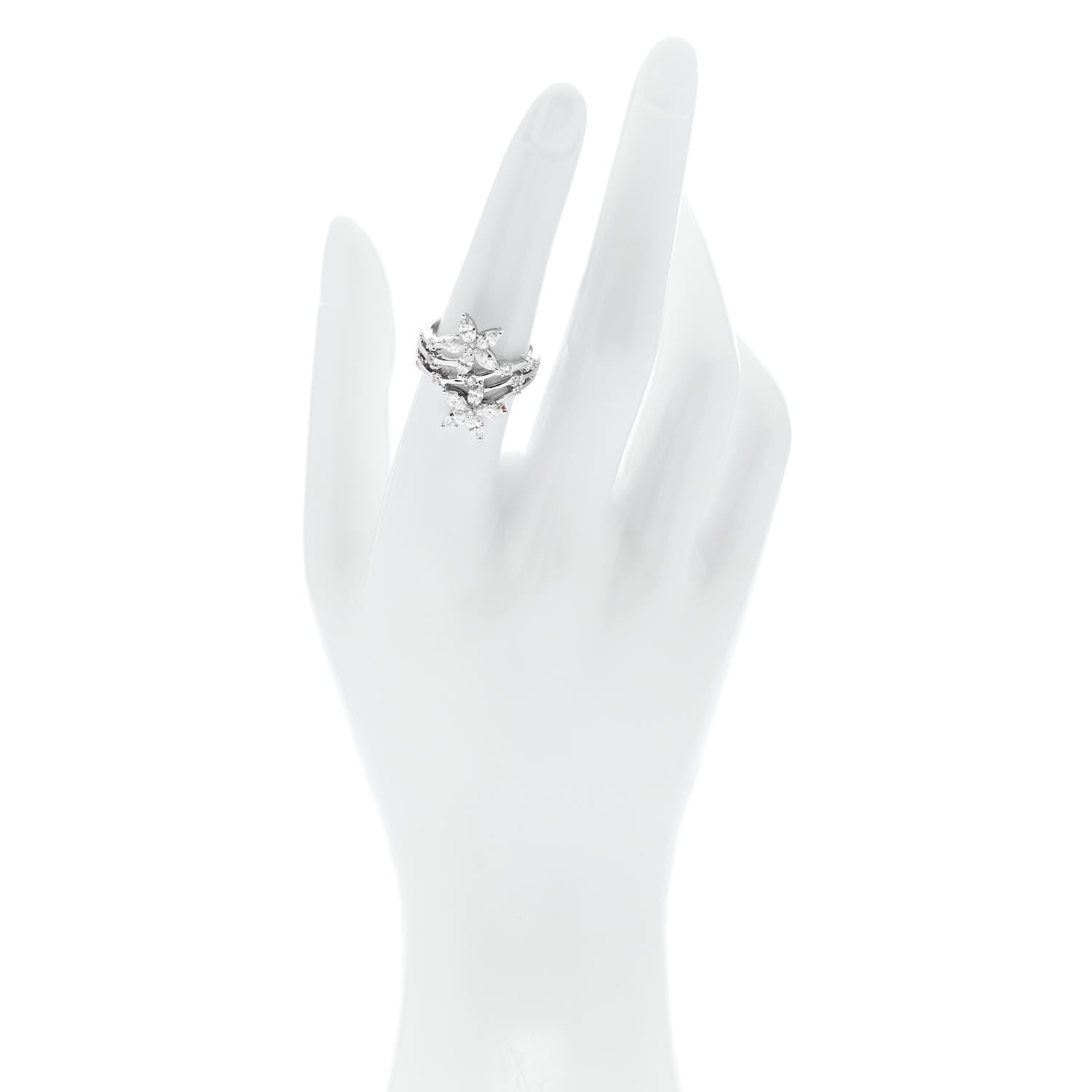 Parker & West by FASHIONPHILE 18K White Gold Diamond 1.46ctw Flower Ring 53 6.5 2 of 9