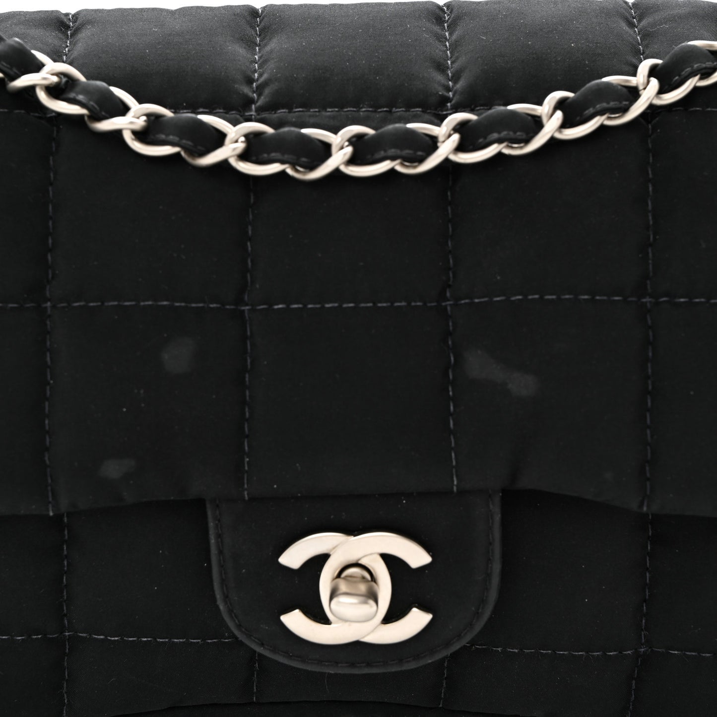 Nylon Square Quilted Flap Black