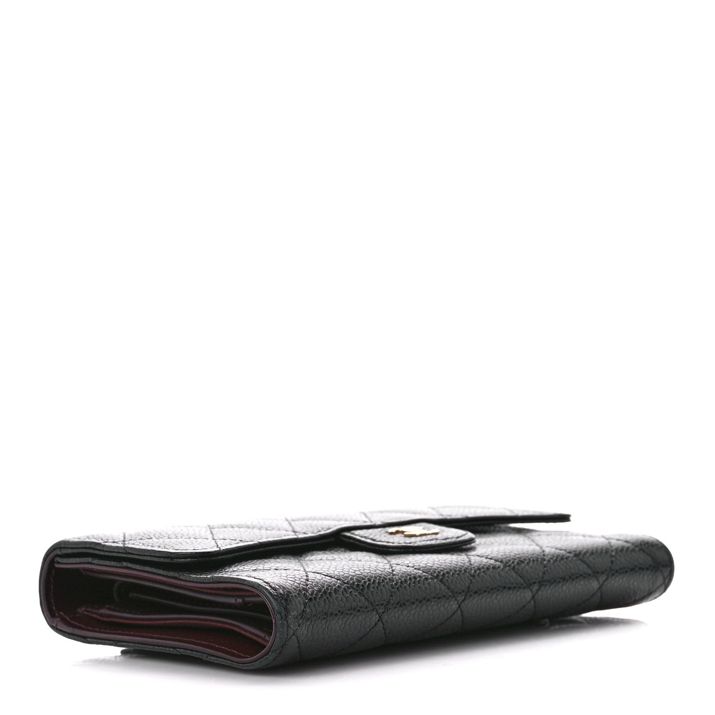 Caviar Quilted Large Flap Wallet Black
