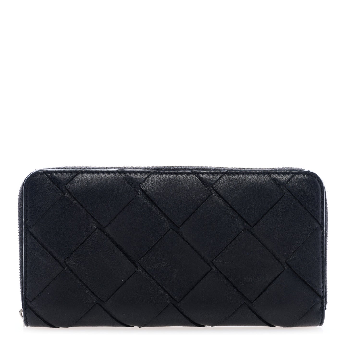 Nappa Maxi Intrecciato Zip Around Wallet Black
