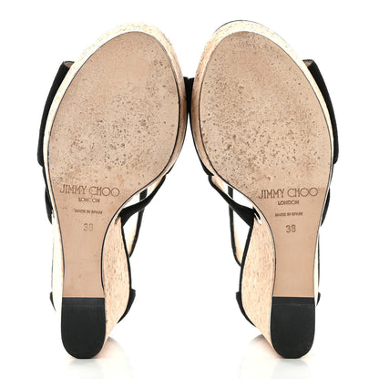 Jimmy Choo Suede Cork Neyo 120 Wedges 38 Black 5 of 8