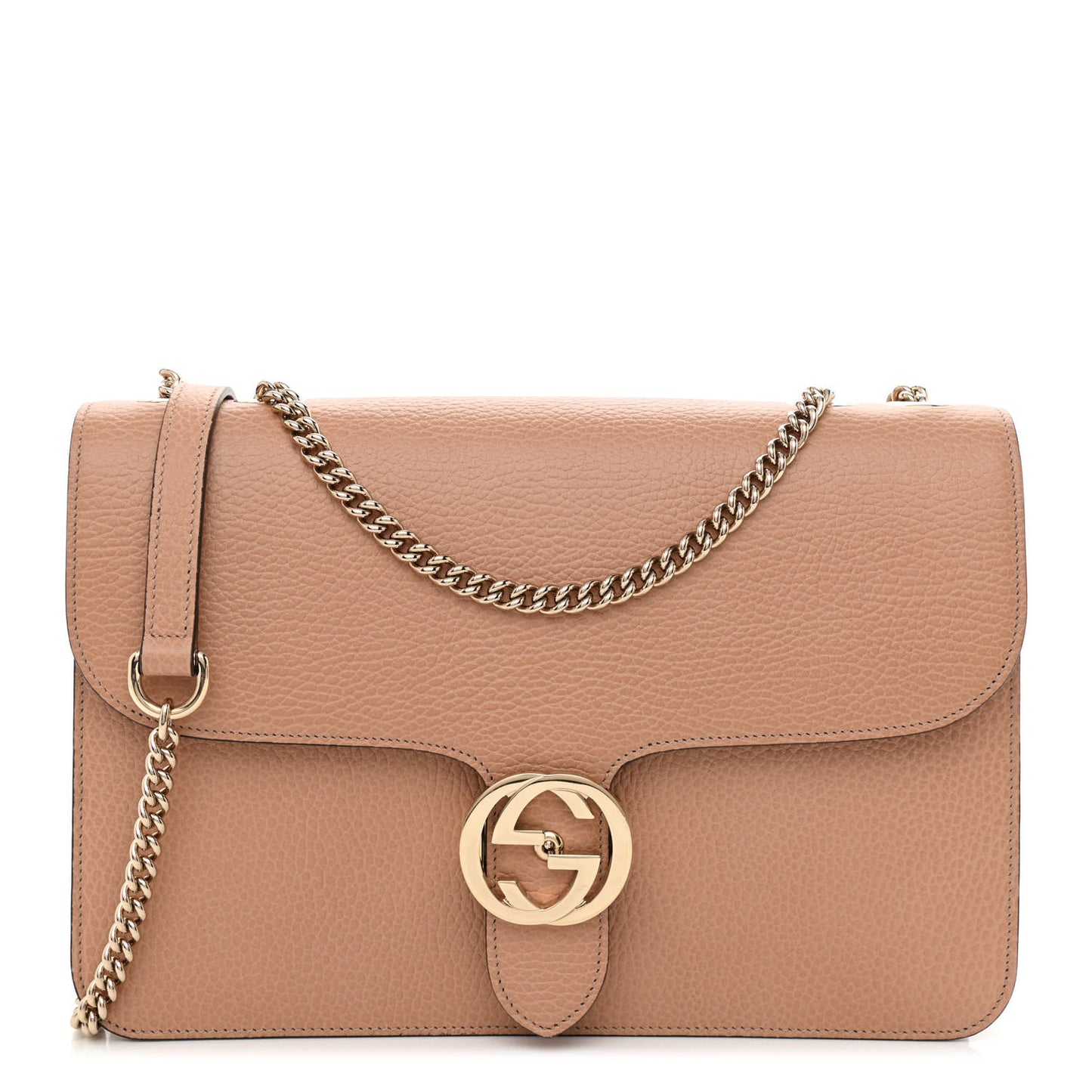 Dollar Calfskin Interlocking G Shoulder Bag Camelia