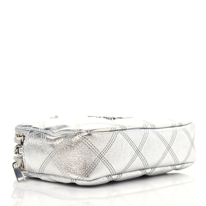 Saint Laurent Metallic Lambskin Quilted Mini Becky Double Zip Bag Argento 4 of 12