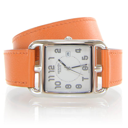 Hermes Swift Leather Cape Cod GM Double Tour Watch Orange 1 of 7