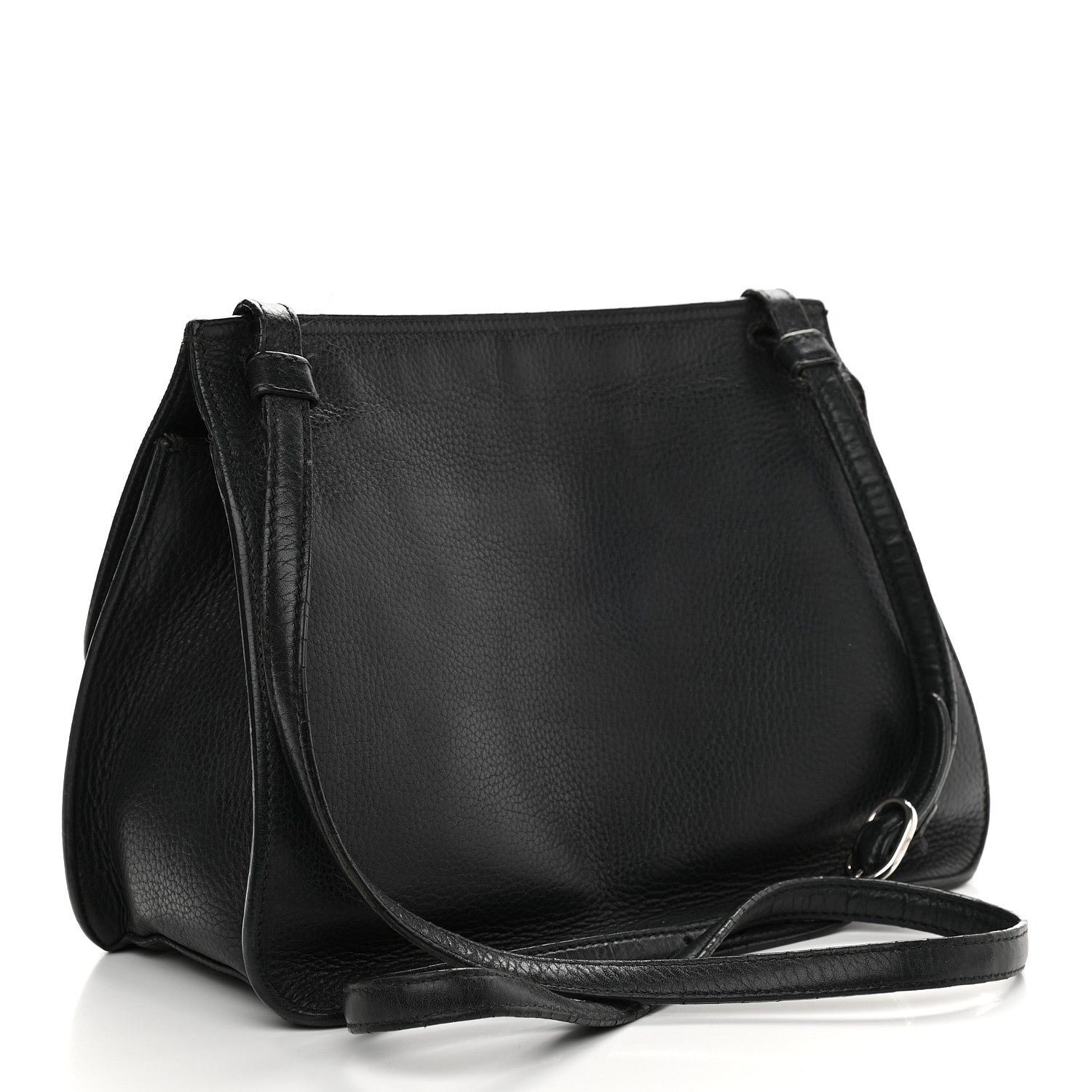 Gucci Pebbled Calfskin Medium Bamboo Daily Flap Shoulder Bag Black 3 of 17
