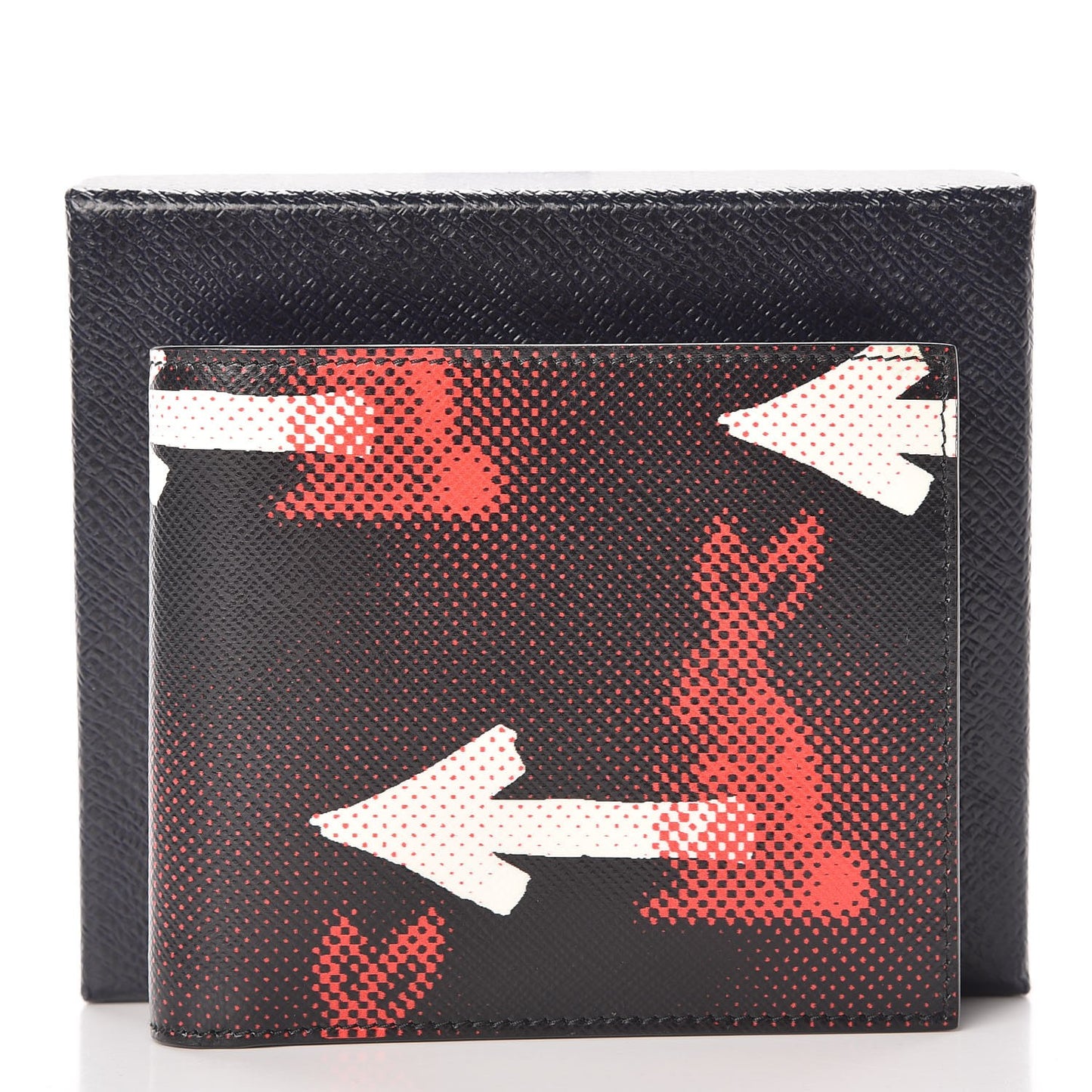 Saffiano Stampato Rabbit Print Bi-Fold Compact Wallet Black White