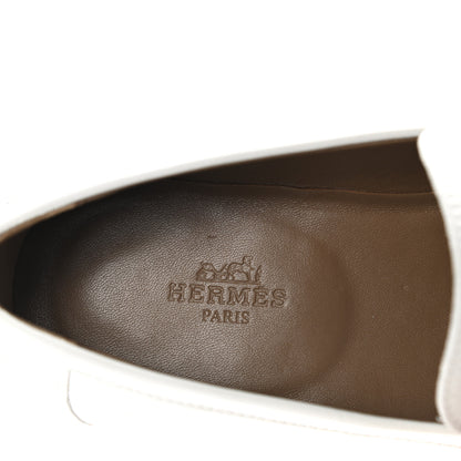 Hermes Calfskin Womens Destin Loafer 36 White 7 of 8