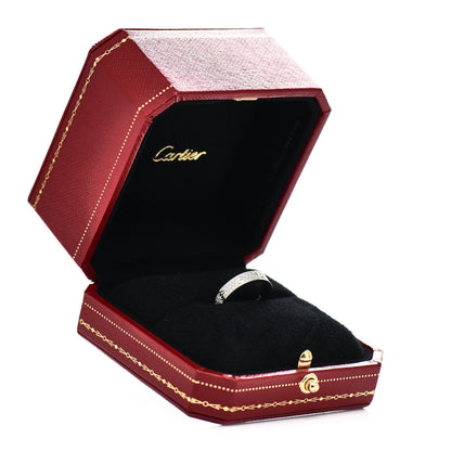 Cartier 18K White Gold Diamond 4mm LOVE Wedding Paved Band Ring 50 5.25 5 of 5