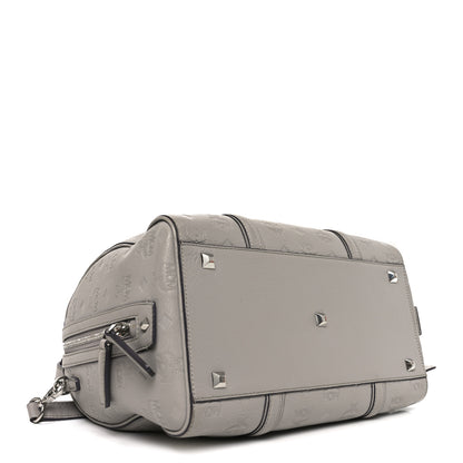 MCM Calfskin Ottomar Monogram Boston Bag Dove 4 of 11