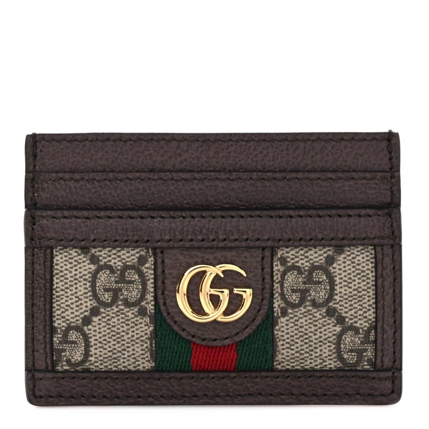 GG Supreme Monogram Ophidia Card Holder Brown
