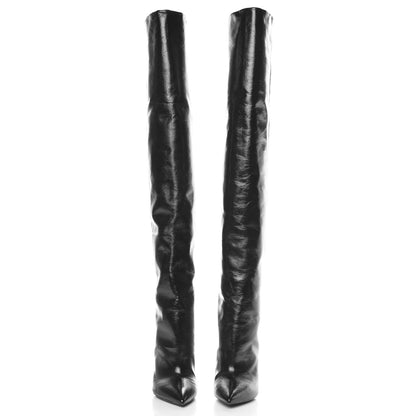 Saint Laurent Calfskin Niki 105 Thigh High Boots 36.5 Black 2 of 7