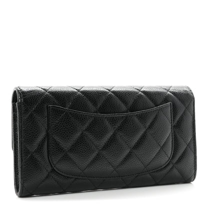 Chanel Caviar Quilted Large Gusset Flap Wallet Black 3 of 9