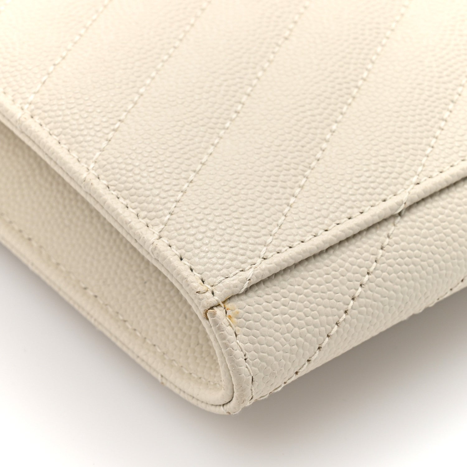 Saint Laurent Grain De Poudre Matelasse Chevron Monogram Envelope Clutch Blanc Vintage 8 of 9