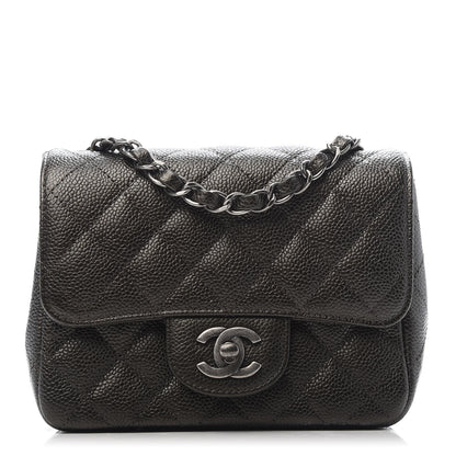 Chanel Metallic Caviar Quilted Mini Square Flap Dark Charcoal 1 of 9