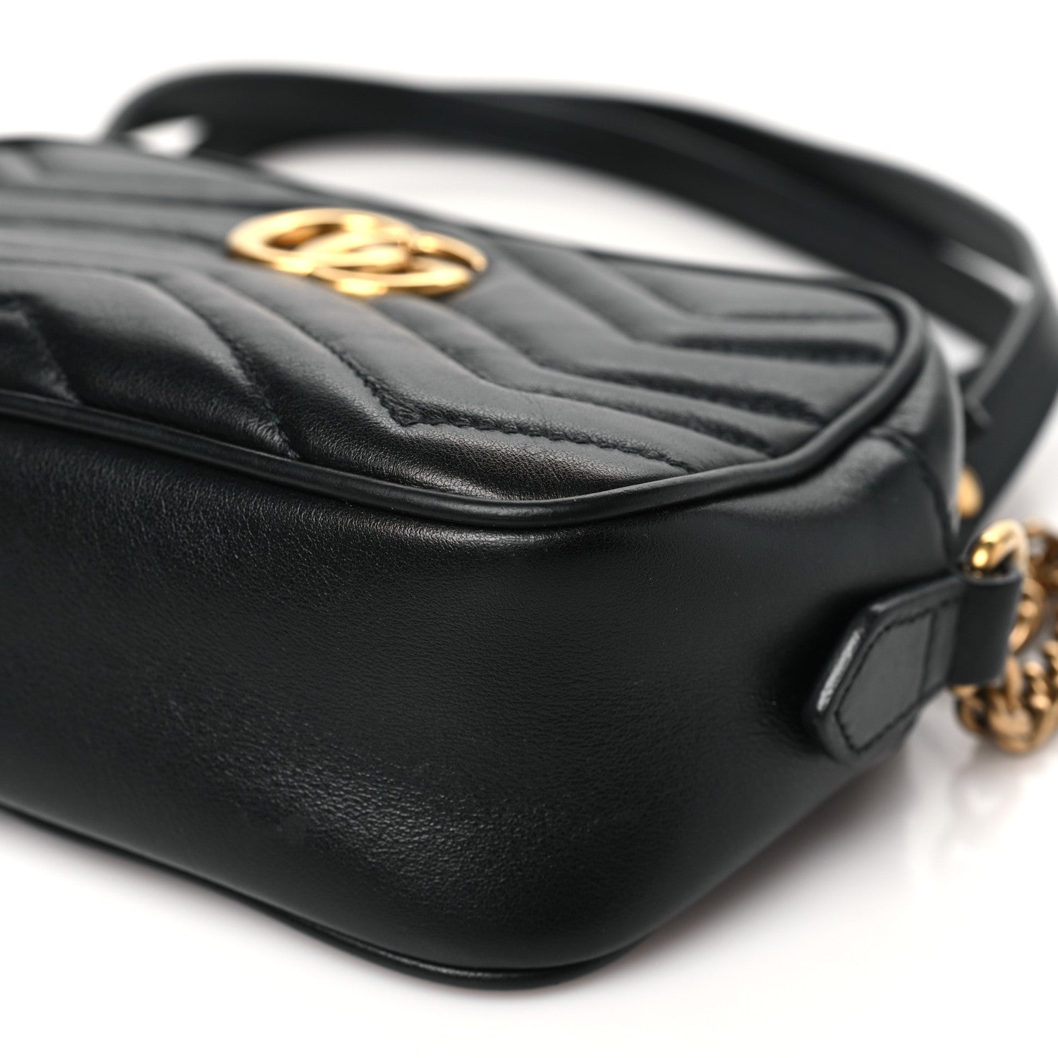 Gucci Calfskin Matelasse Small GG Marmont Chain Shoulder Bag Black 10 of 10
