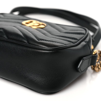 Gucci Calfskin Matelasse Small GG Marmont Chain Shoulder Bag Black 10 of 10