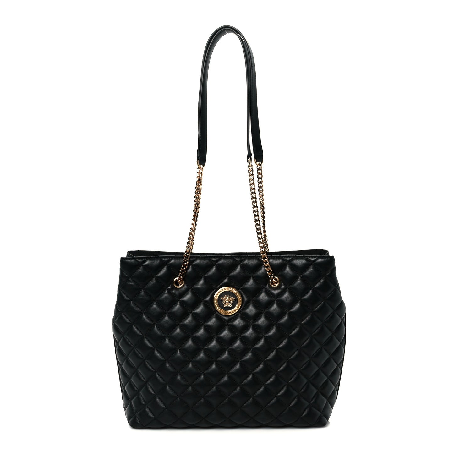 Nappa Quilted Medusa Chain Shoulder Bag Black