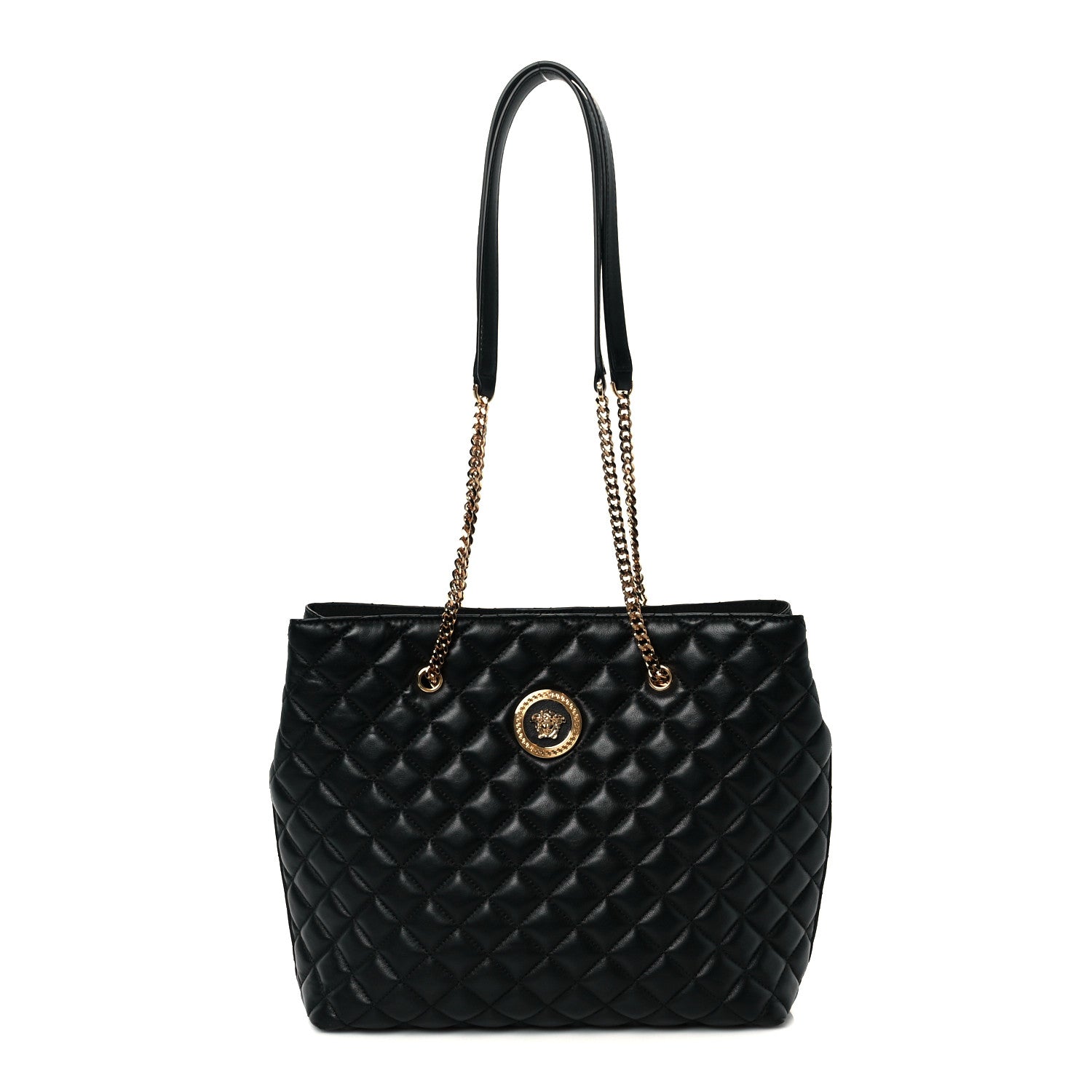 Versace Nappa Quilted Medusa Chain Shoulder Bag Black 1 of 10