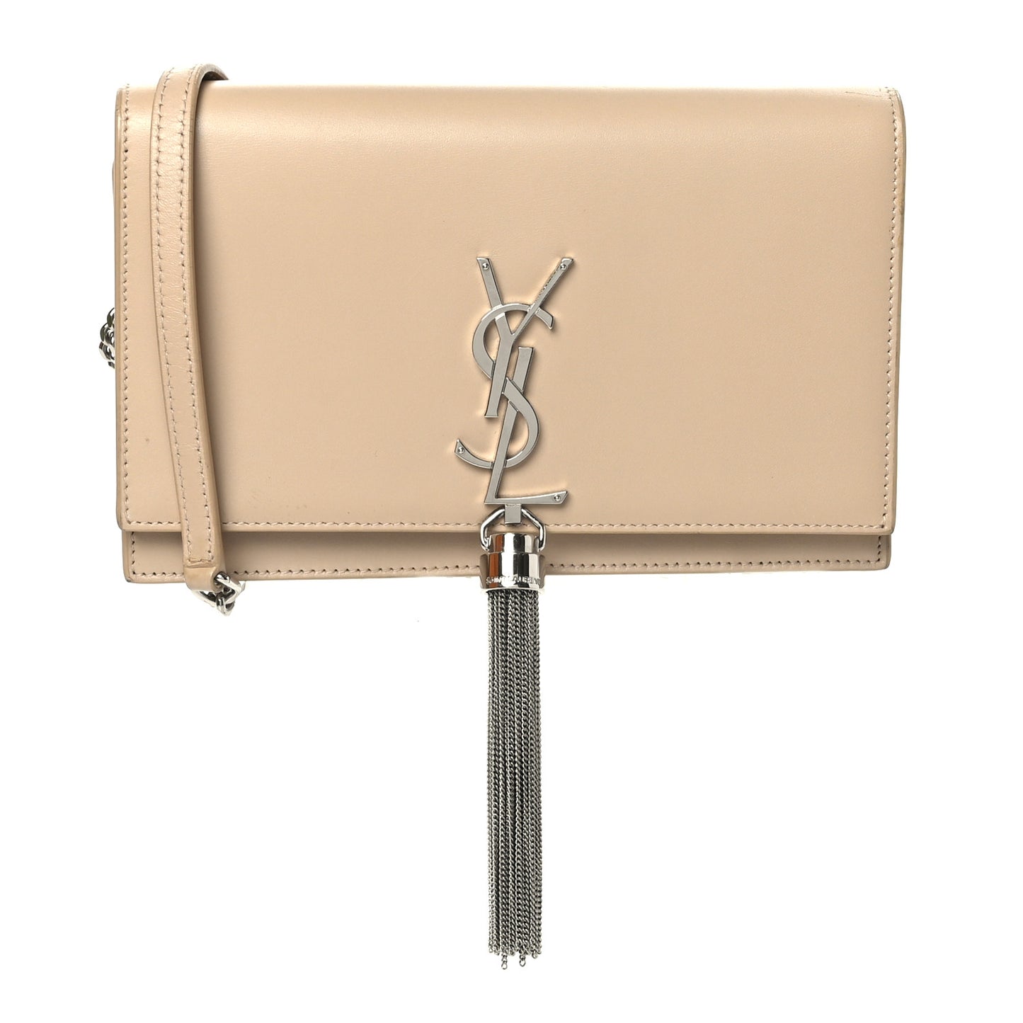 Smooth Calfskin Classic Monogram Kate Tassel Chain Wallet Nude Powder