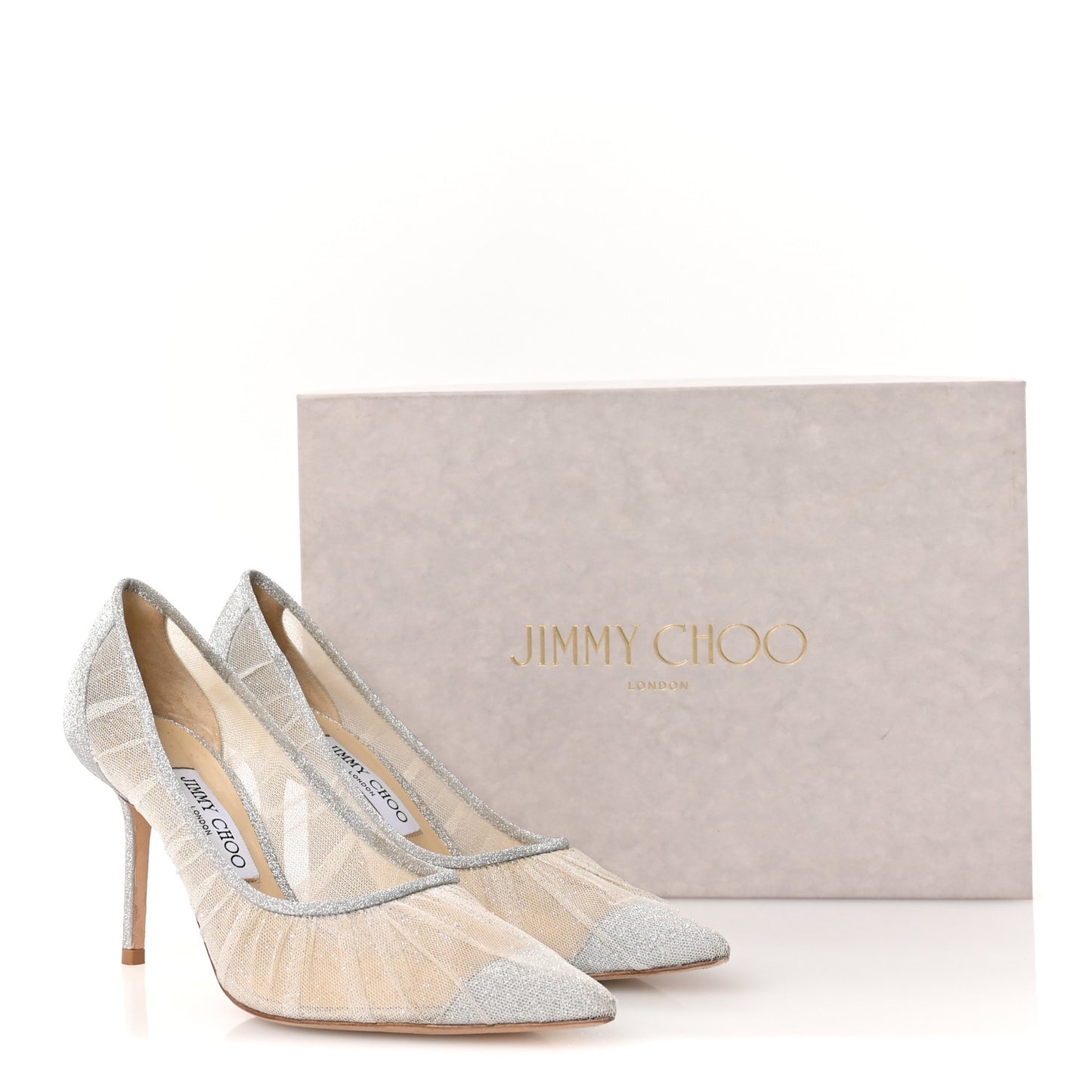 Fine Glitter Tulle Love 85 Pumps 37.5 Ivory Silver