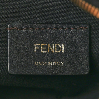 Fendi Glazed Fabric Vitello Century FF 1974 Stamp Patch Mini Camera Case Mogano Panna Black 7 of 11