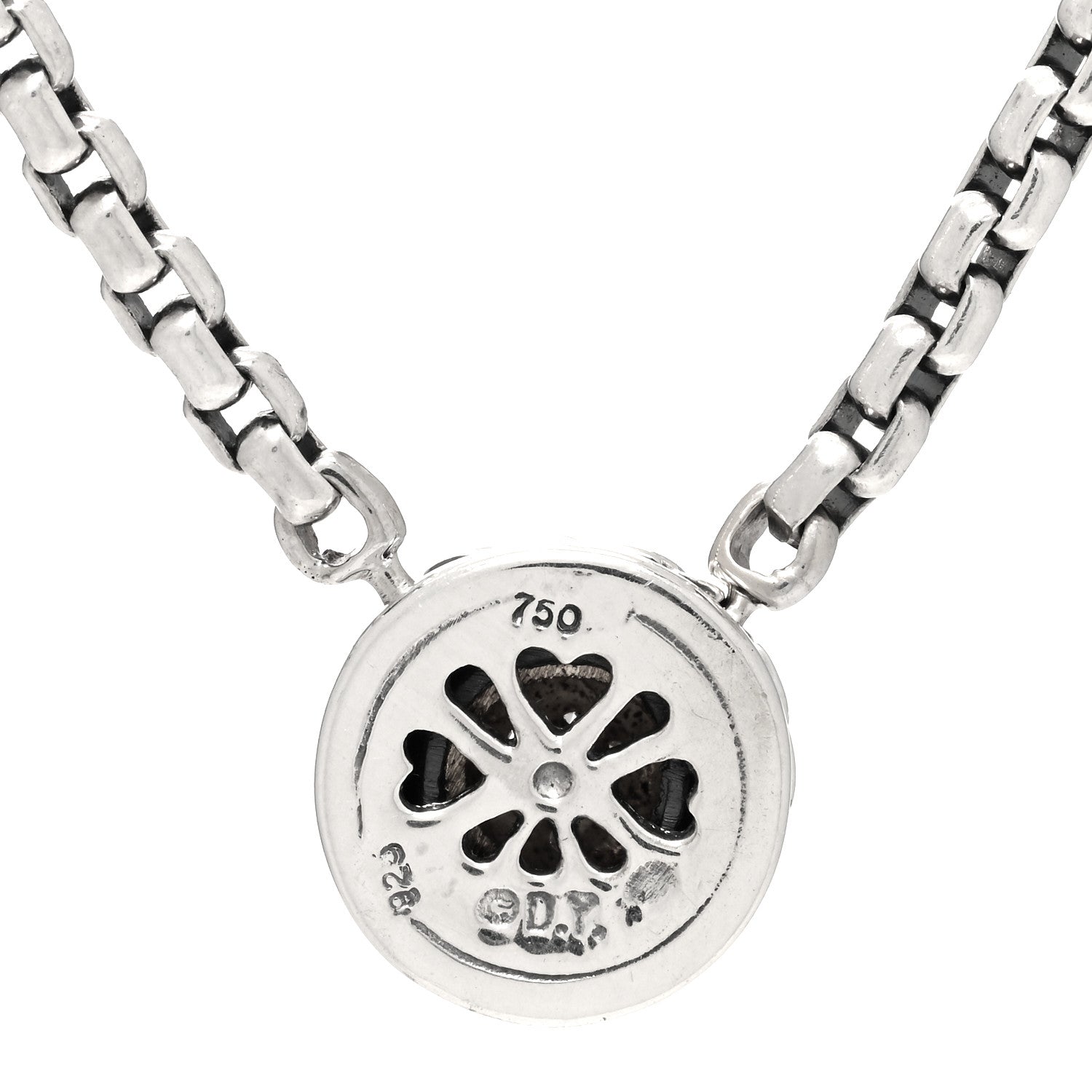 David Yurman Sterling Silver 18K Yellow Gold Diamond 12mm Pave Cookie Necklace 3 of 4