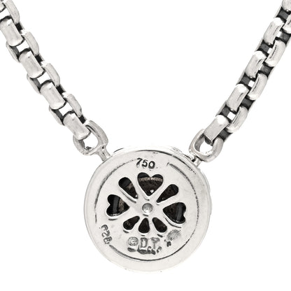 David Yurman Sterling Silver 18K Yellow Gold Diamond 12mm Pave Cookie Necklace 3 of 4