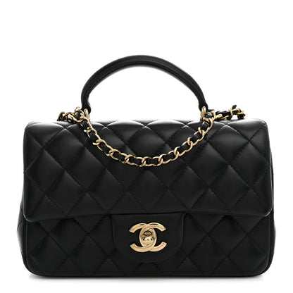 Chanel Lambskin Quilted Mini Top Handle Rectangular Flap Black 1 of 11